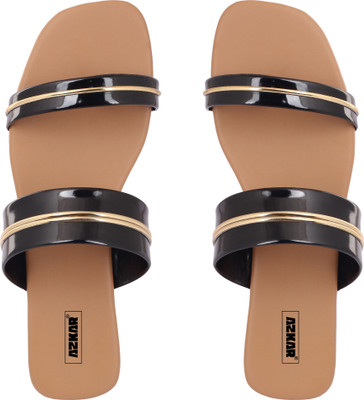 AZKAR Women Flip Flops(Black , 7)