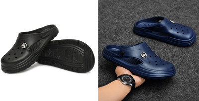 SoleSaga Men Slippers(Black , 10)