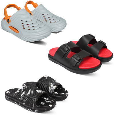 Acorn Men Slides(Grey, Red, Black , 8)