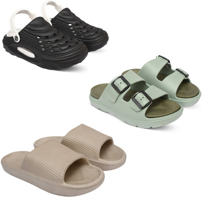 Acorn Men Slides(Black, Olive, Beige , 6)