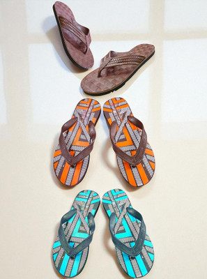 Mikro Men Slippers(Brown, Orange, Blue , 9)