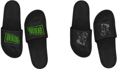 nvisan Men Slides(Green, Grey, Black , 9)