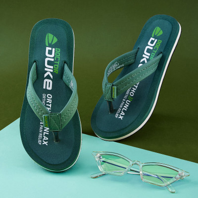 DUKE Women Flip Flops(Green , 6)
