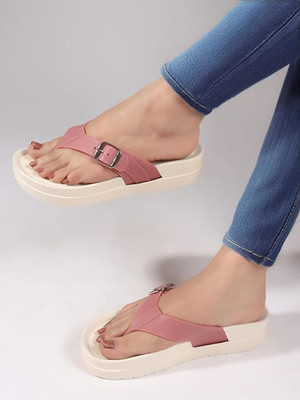 Layasa Women Flip Flops(Pink , 7)