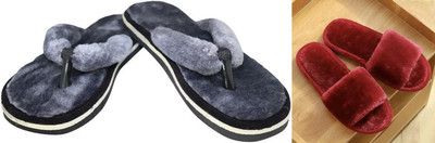 rexizone Women Flip Flops(Grey, Maroon , 7)