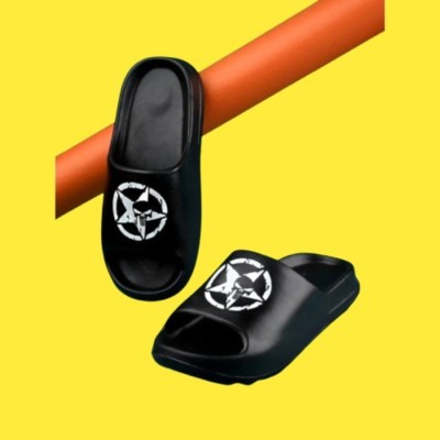 Fuliva Men Slides(Black , 10)