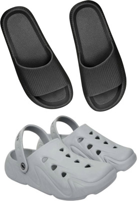 Veewalk Men Slides(Black, White , 6)