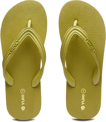 YUKI Men Unisex Slippers | Hawai Chappal comfortable & Ultra-Light Non-Slip Thong Flip Flops(Olive , 7)