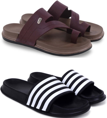Pampy Angel Men Slippers(Maroon, Black , 7)