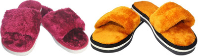 rexizone Women Flip Flops(Tan, Maroon , 7)