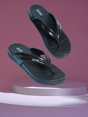Skyultra Women Flip Flops(Black , 5)