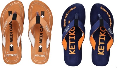 KETIKOE Men Women's Slipper Ortho-Care Trending Colorful Printed Combo Flip Flop (Pack of 2) Slippers(Multicolor , 8)