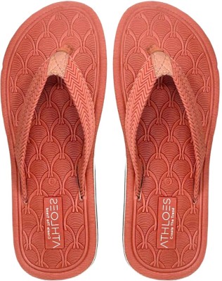 ATHLOES Women Flip Flops(Orange , 6)