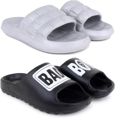 Kapani Fashion Men Slides(Grey, Black , 8)