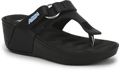 Adda Women Flip Flops(Black , 5)