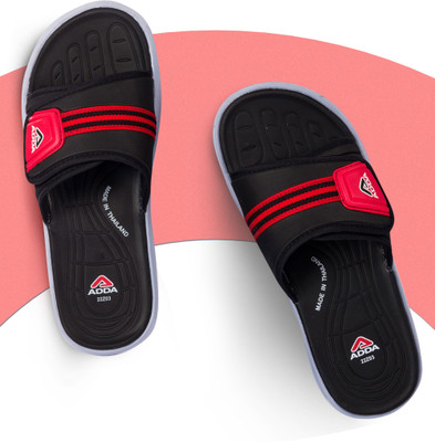 Adda Men Slides(Black, Red , 9)