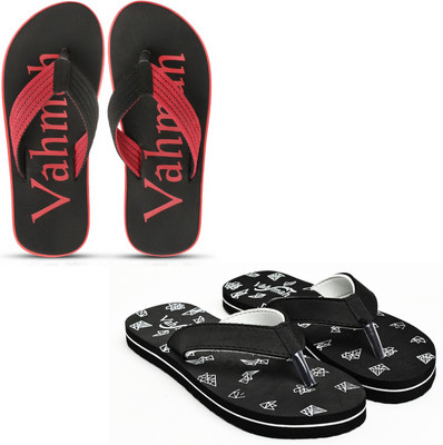 VAHMAH Men Slippers(Red, Black , 6)