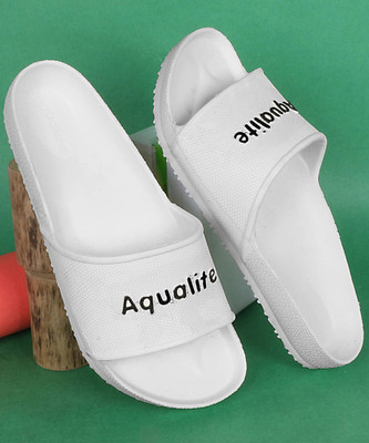 Aqualite Men Anti-Skid Slides(White , 6)