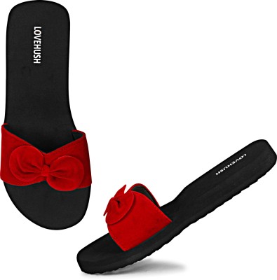 LoveHush Women Slides(Red , 4)