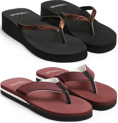 VAHMAH Women Slippers(Maroon, Maroon , 5)