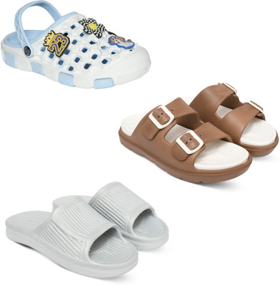 Acorn Men Slides(Blue, Tan, White , 10)