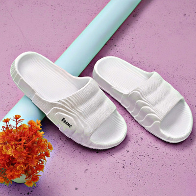 ERANC Men Slippers(White , 9)