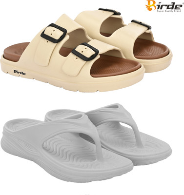 Birde Men Slippers(Beige, Grey , 6)