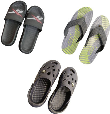 BLIBBERS Men Slippers(Black, Grey, Black , 6)