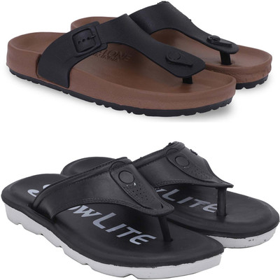 Kapani Fashion Men Slippers(Brown, Black , 6)