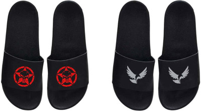 nvisan Men Slides(Grey, Red, Black , 9)