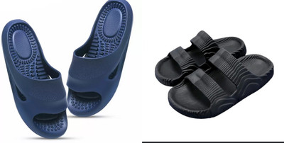 ventus Men Slippers(Black, Blue , 9)