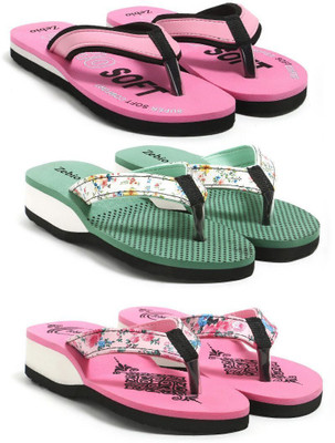 zebio Women Slippers(Pink, Black, Green, Pink , 7)