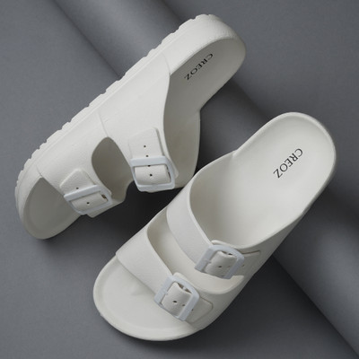 CREOZ the bounce Men Slippers(White , 6)
