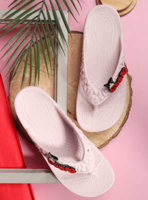 Zapatoz Women Flip Flops(Pink , 8)