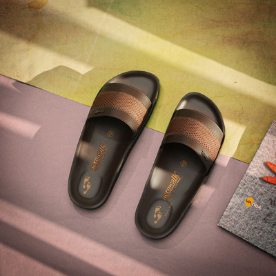 aerowalk Men Slides(Brown , 9)