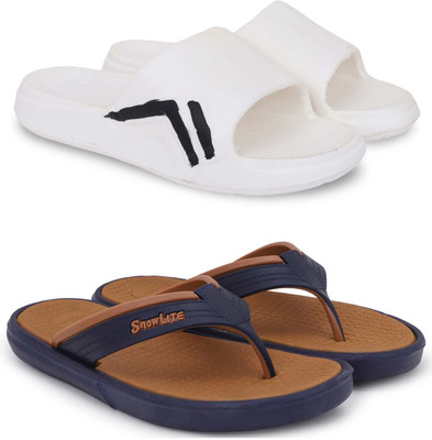 Pampy Angel Men Slippers(White, Brown , 9)