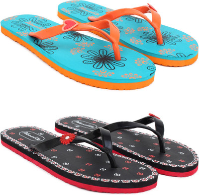 Phonolite Women Womens Casual comfort stylish trending combo slippers (Pack of 2) Flip Flops(Multicolor , 8)