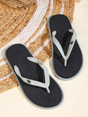Neemans Women Flip Flops(Black, Grey , 6)