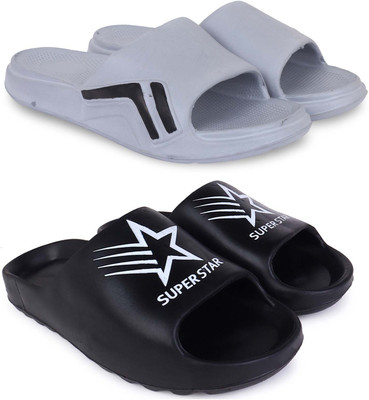 Pampy Angel Men Slippers(Grey, Black , 7)