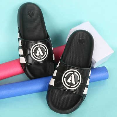 Aqualite Men Slides(Black, White , 6)