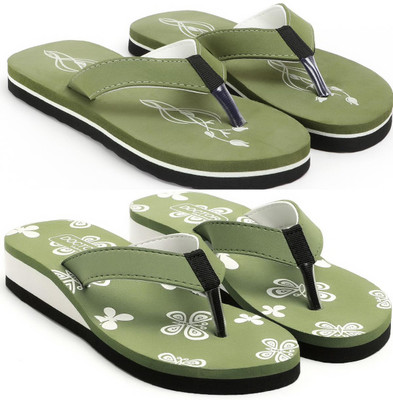VAHMAH Women Slippers(Green, Green , 5)