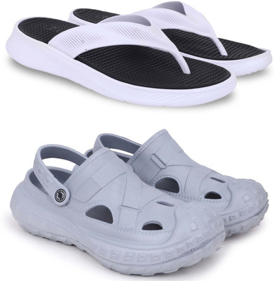 KAPYANSH Men Slippers(Black, Grey , 6)