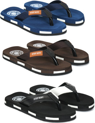 Stepsoft Men Slippers(Blue, Brown, Black , 8)