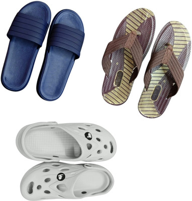 BLIBBERS Men Slippers(Blue, Brown, Off White , 9)