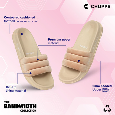 Chupps Women Cloud Cozy Beige Slides Slippers Soft Lightweight Flip Flops For Slides(Beige , 7)