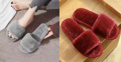 rexizone Women Slides(Grey, Maroon , 3)