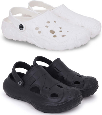 Kapani Fashion Men Clogs(White, Black , 8)