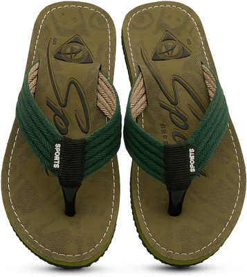 LOX Men Slippers(Green, Beige , 9)