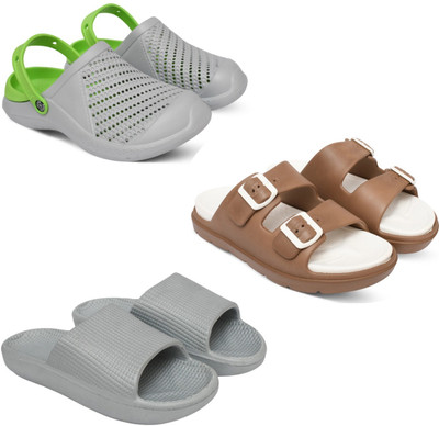 Acorn Men Slides(Green, Tan, Grey , 9)