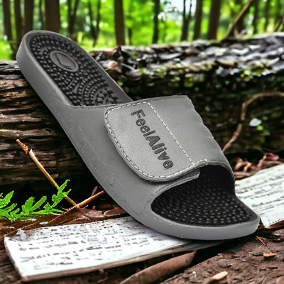 Feel alive Men Flip Flops(Grey , 7)